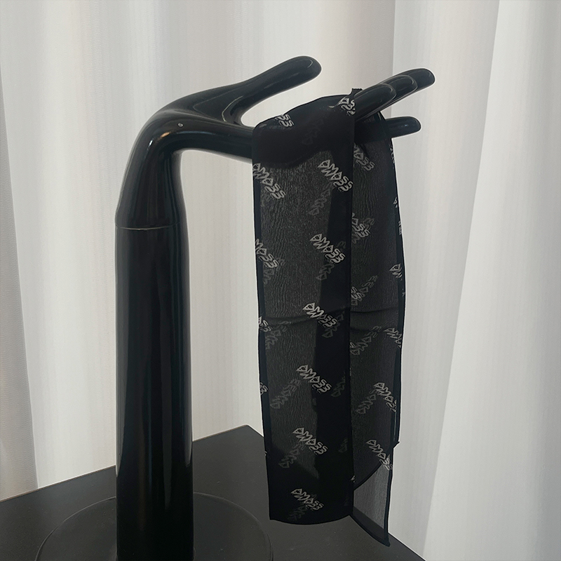 AMASS/阿玛施新款字母印花桑蚕丝气质飘带丝巾580020