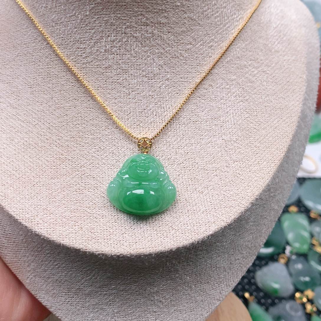 【闪购商品】翡翠吊坠(不含链)18K金镶嵌坦*