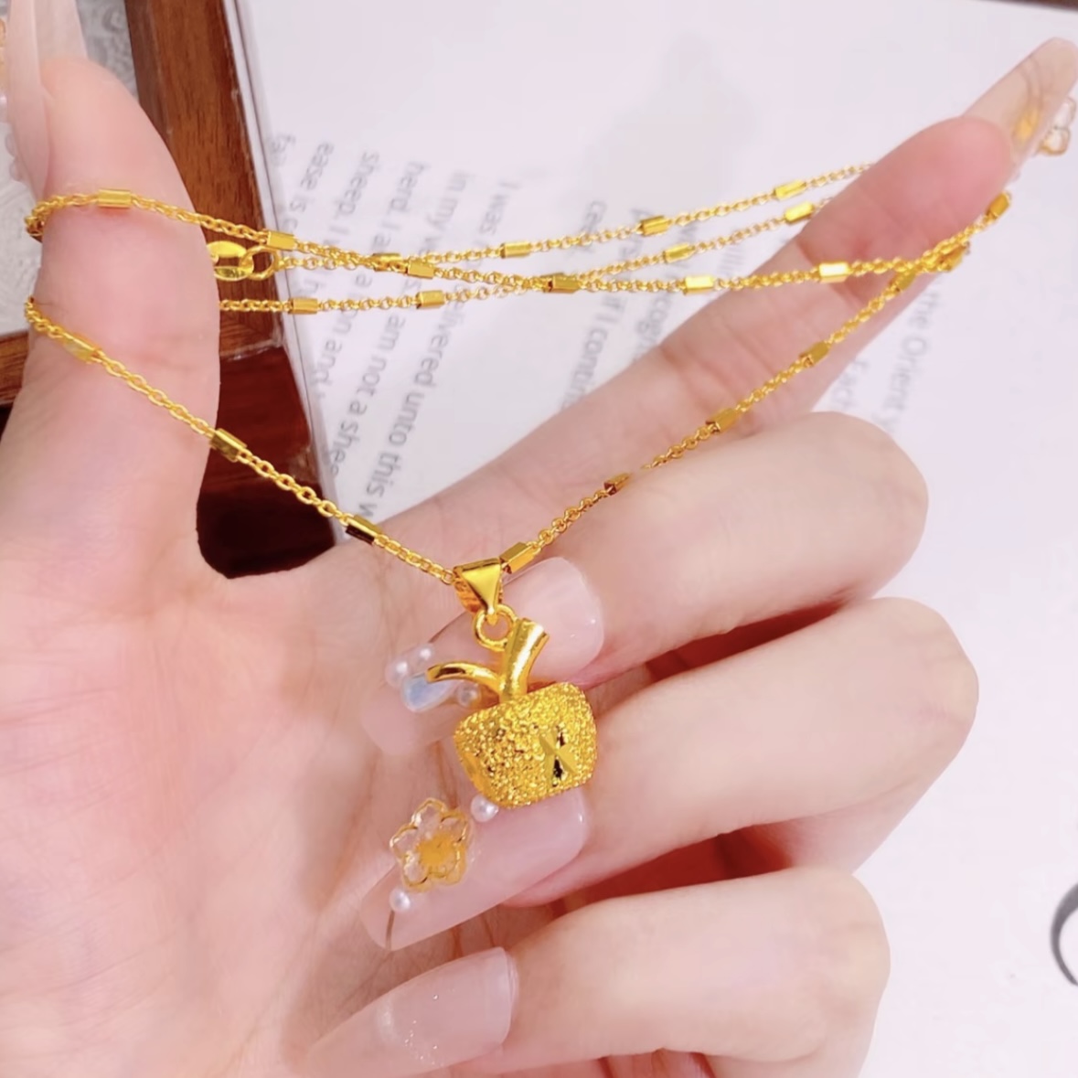 星光链+平安果轻奢时尚锁骨链百搭小苹果坠链X-10