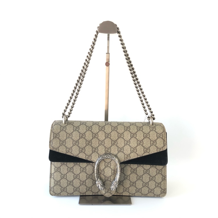 95新 GUCCI/古驰 安洁利严选 Gucci黑色酒神链条包 WHZ411337