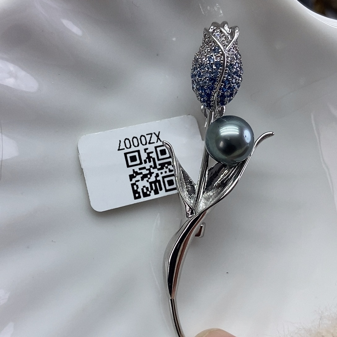 胸针合金海水珍珠@@XZ0007