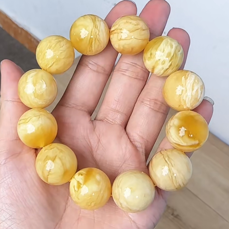 【齐福珠宝】19mm特级金瓷溶洞妖白花单圈（多样性发其一）