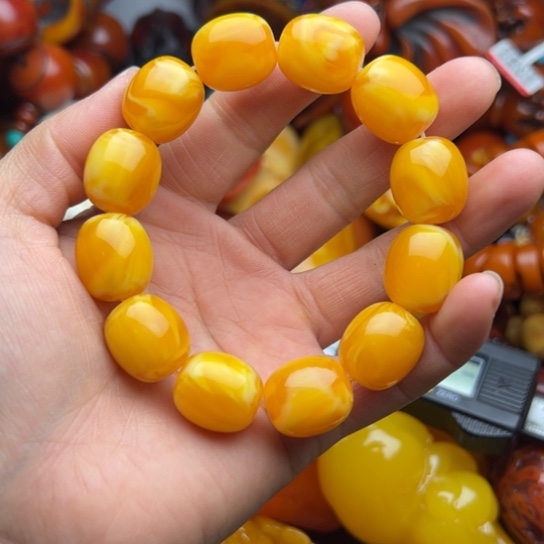 琥珀（花珀）手串未镶嵌蜜蜡