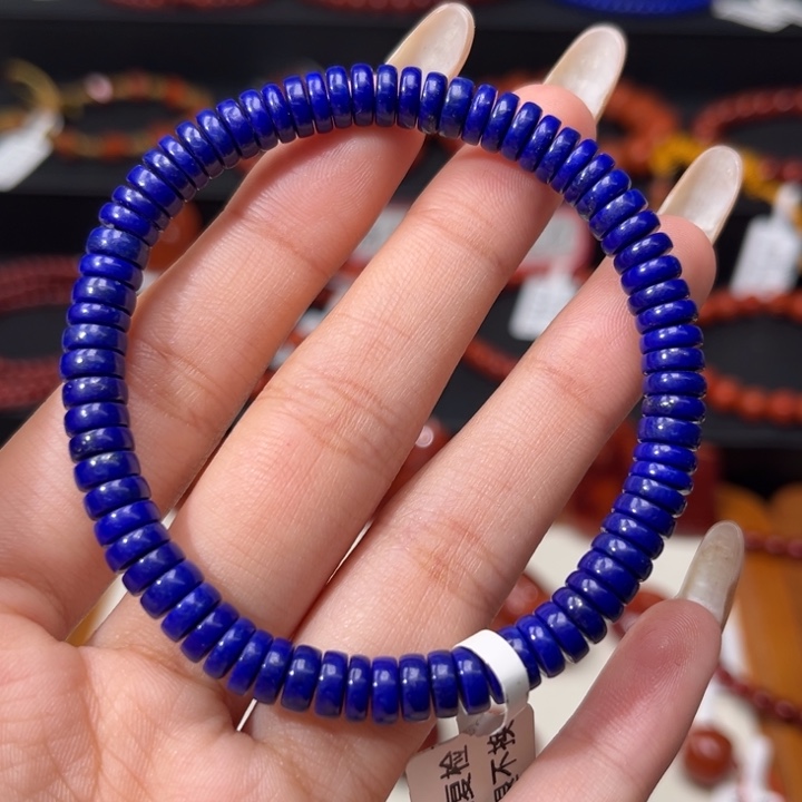 青金石未镶嵌手链精工直切药片6mm