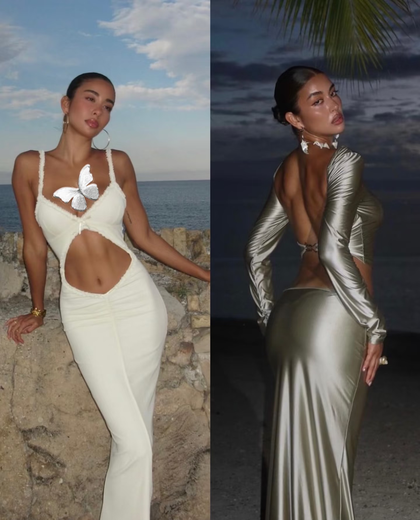 （直播间扣号下单）欧美白色气质辣妹时尚长款百搭宽松夏季连衣裙