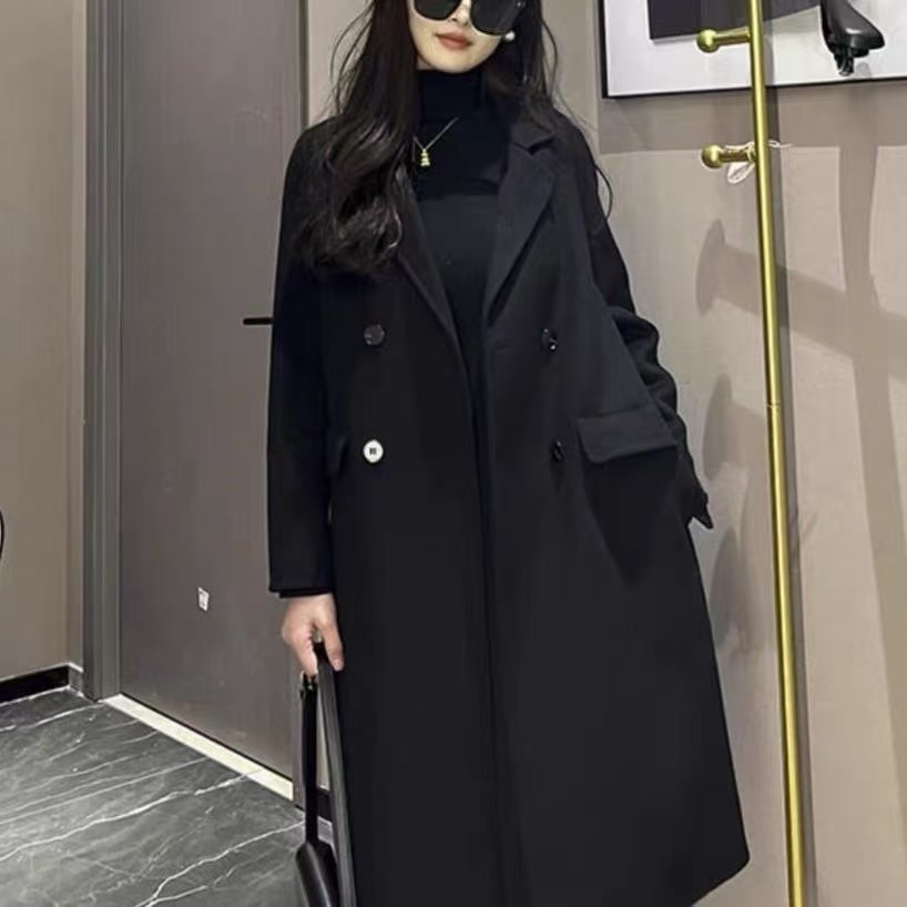 显瘦女毛呢外套显瘦毛呢大衣外套宽松中长款
