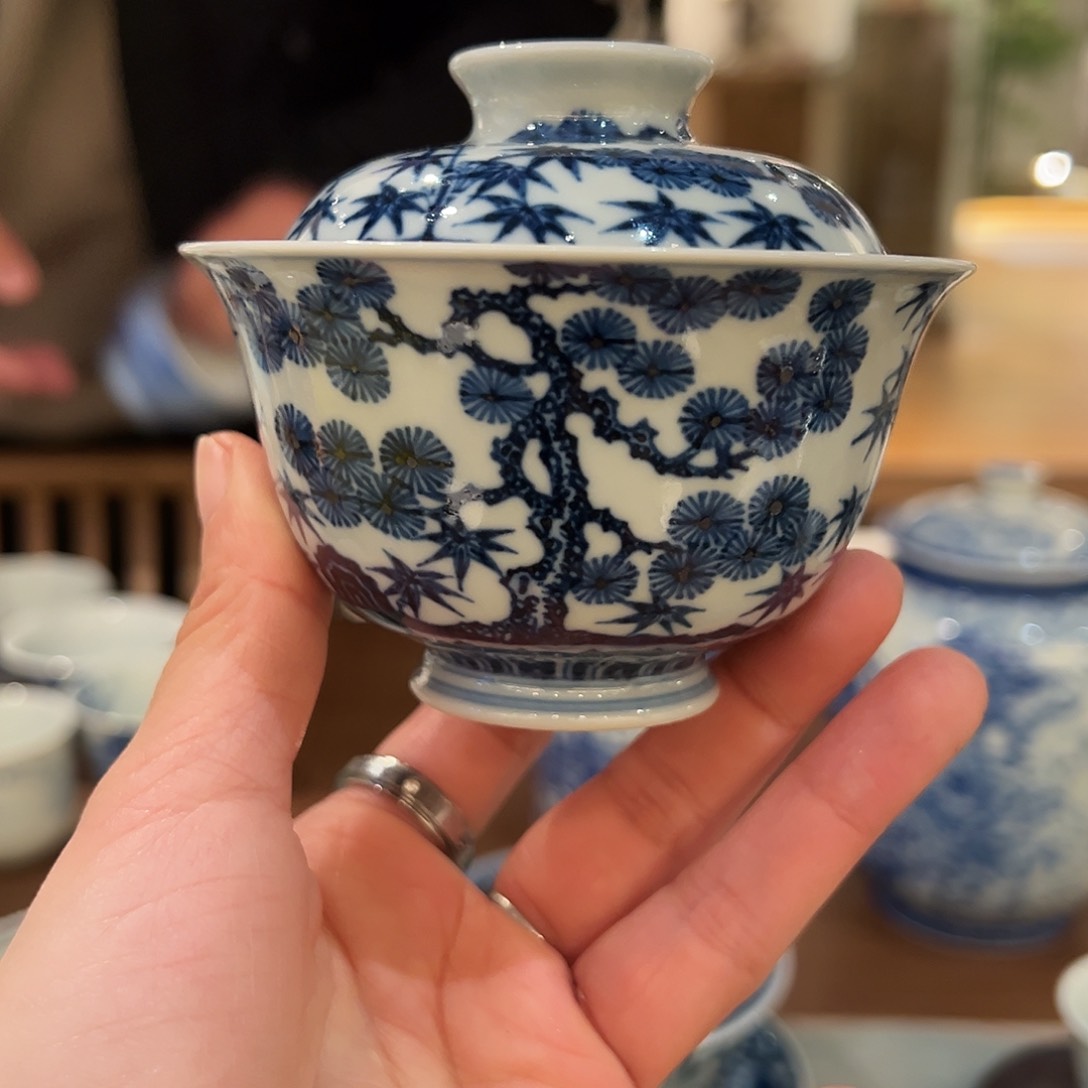 微瑕不晓堂柴窑岁寒三友盖碗