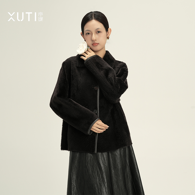 序缇『黑镜』奢侈品baby毛拉贡皮毛一体皮草外套女H270-25588