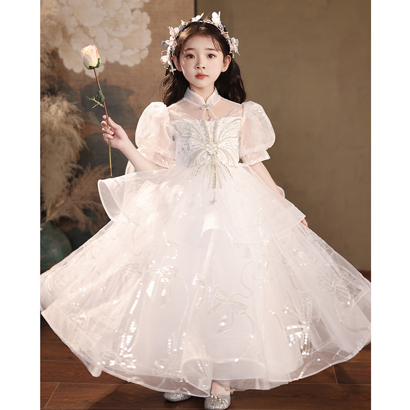 戴维贝拉【KIDS】2025女童公主裙生日宴会走秀演出服蓬蓬纱气质时尚