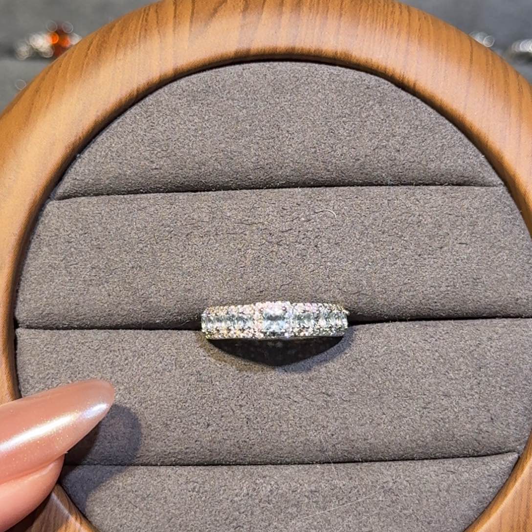 戒圈海蓝宝石银S925镶嵌