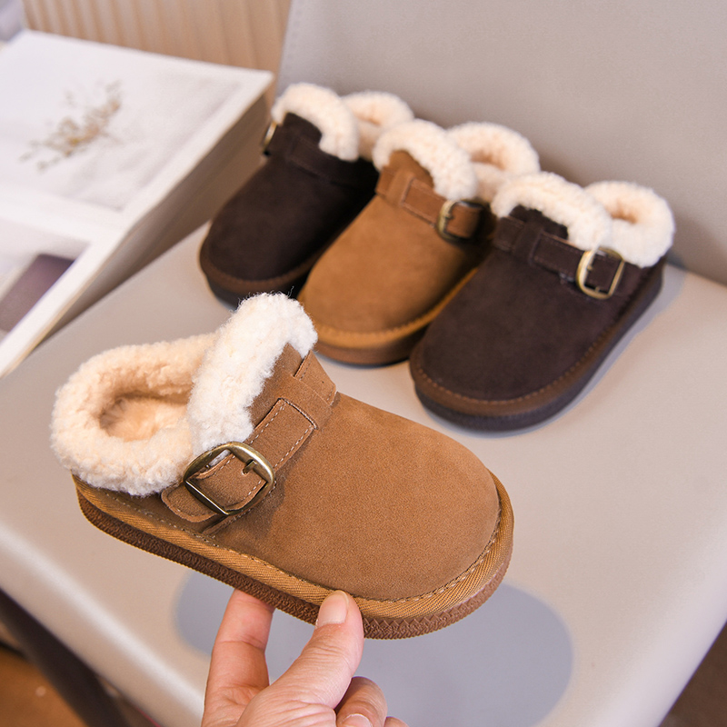 儿童棉拖2025冬季新款女童时尚休闲加厚勃肯拖男童软底保暖包头拖