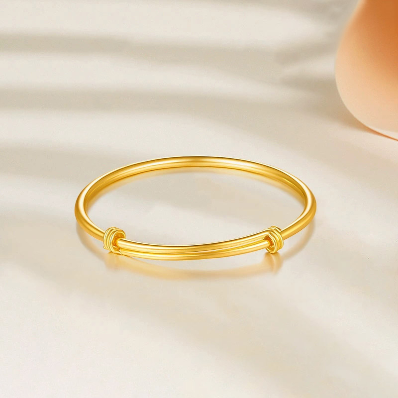 锌合金手镯 金色古法素圈手镯饰品女款高级感小众传承镯子2025