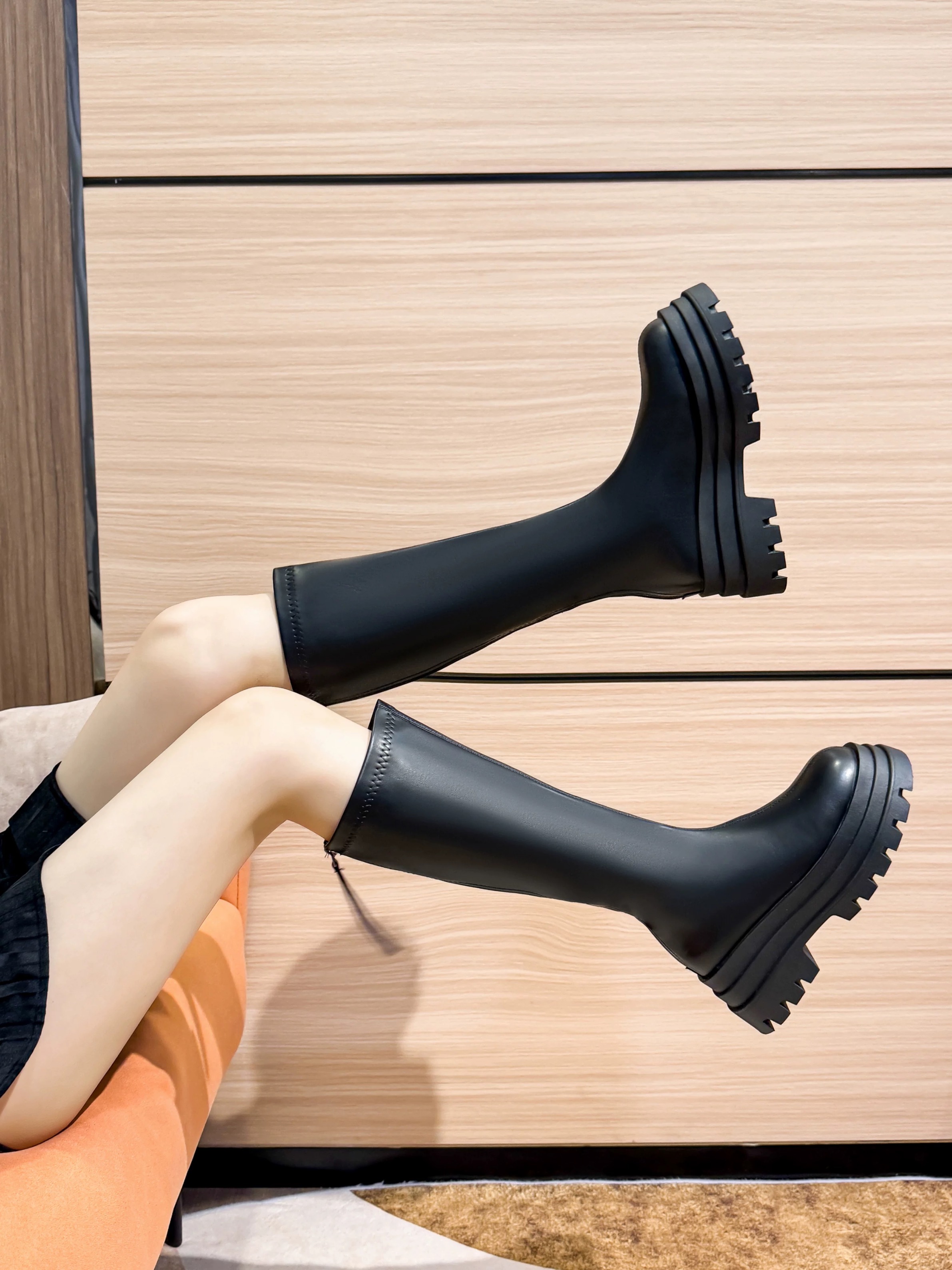 【商场专柜版】瘦瘦靴长靴高跟厚底骑士显腿细百搭显腿细7101-19