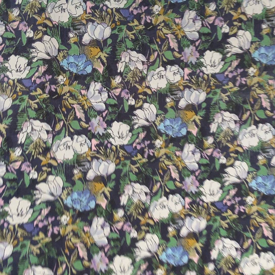 棉国现北高新款60支高支棉莫奈花园黑色半米