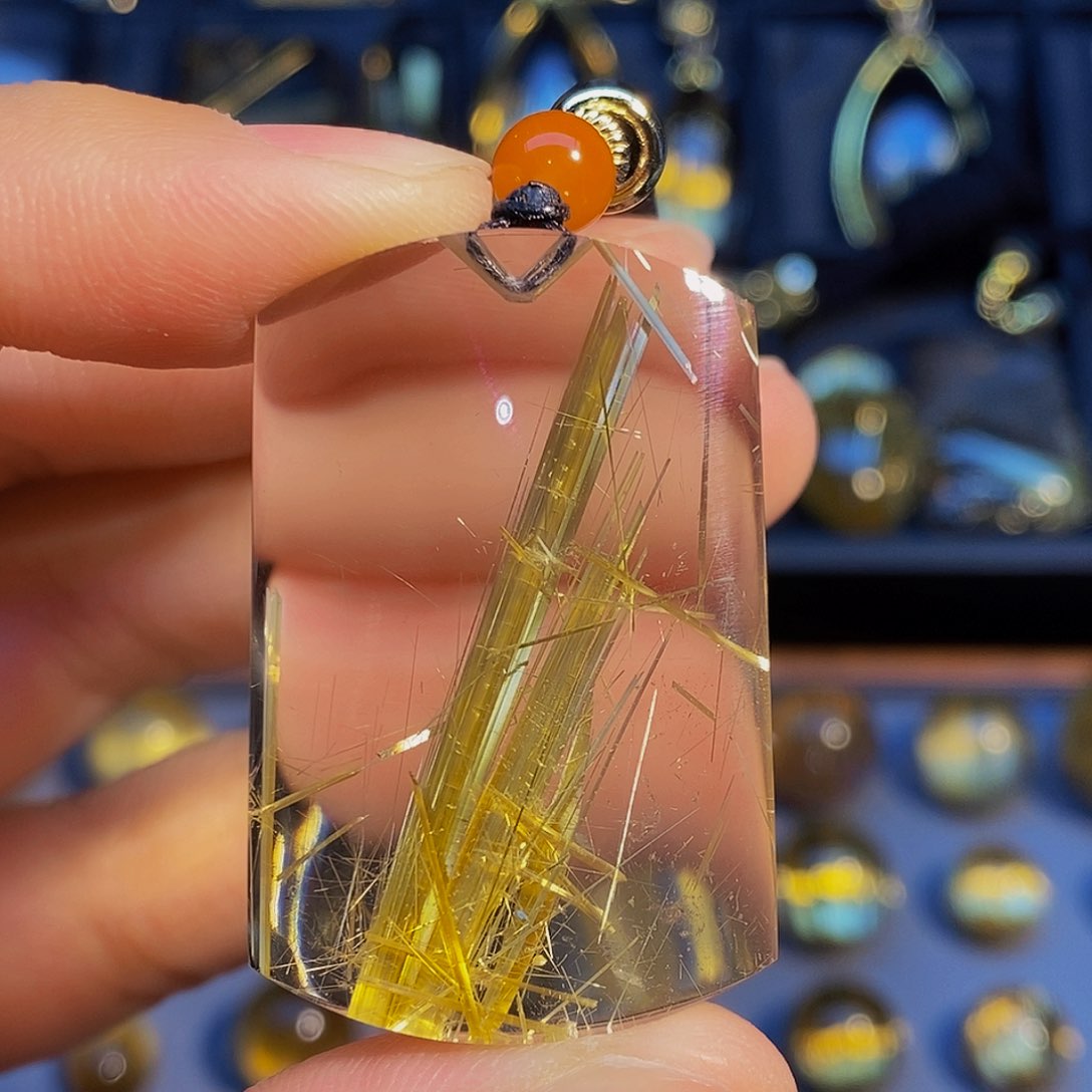 水晶颈饰未镶嵌天然钛晶无事牌吊坠