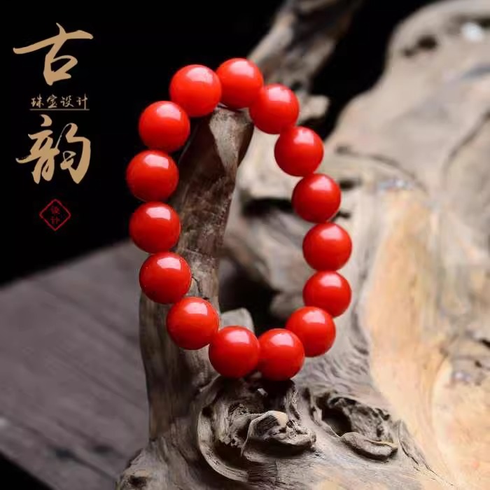 天然云南玛瑙红手链单圈亮锦红满色满肉柿子红手串男女多样发其一