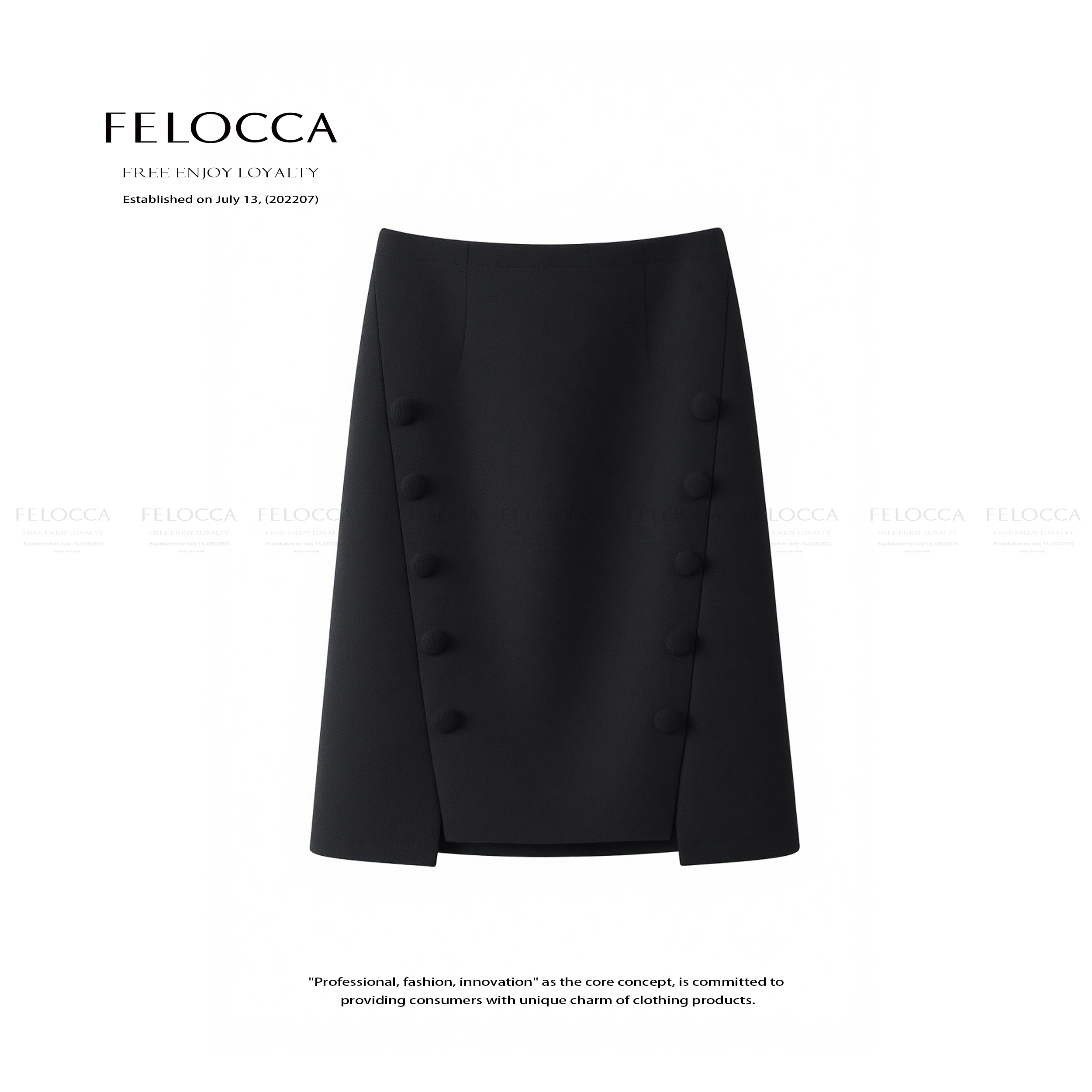 【FELOCCA】精致气质立体毛呢小A百搭时尚后拉链半裙25SBQ690