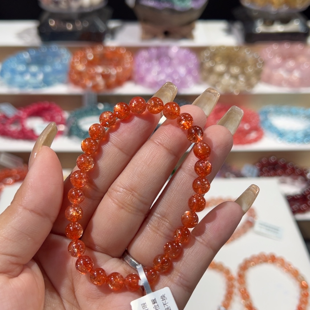 耶***耶长石手串未镶嵌殿堂级高货金太阳6.8mm