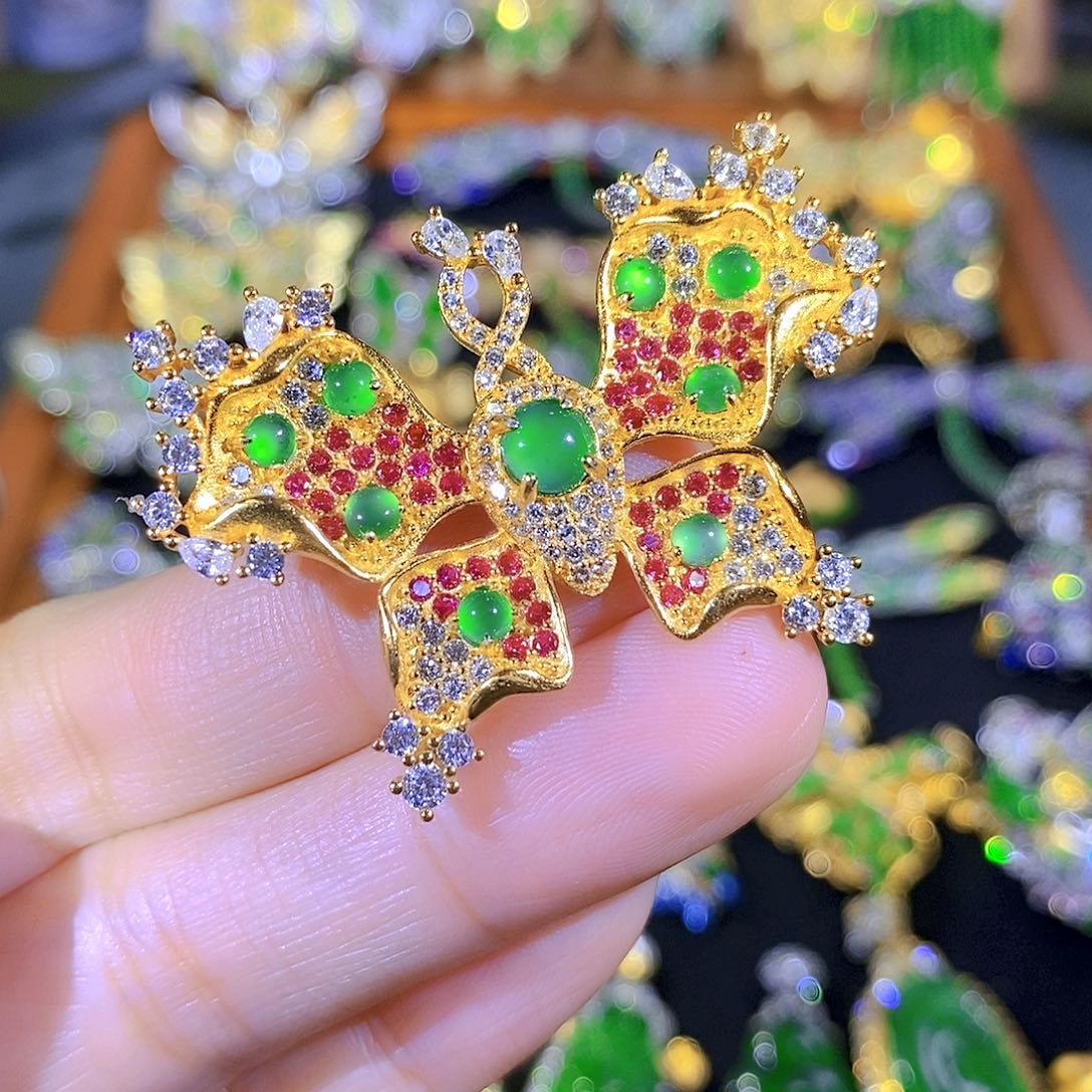 吊坠(不含链)银S925镶嵌翡翠