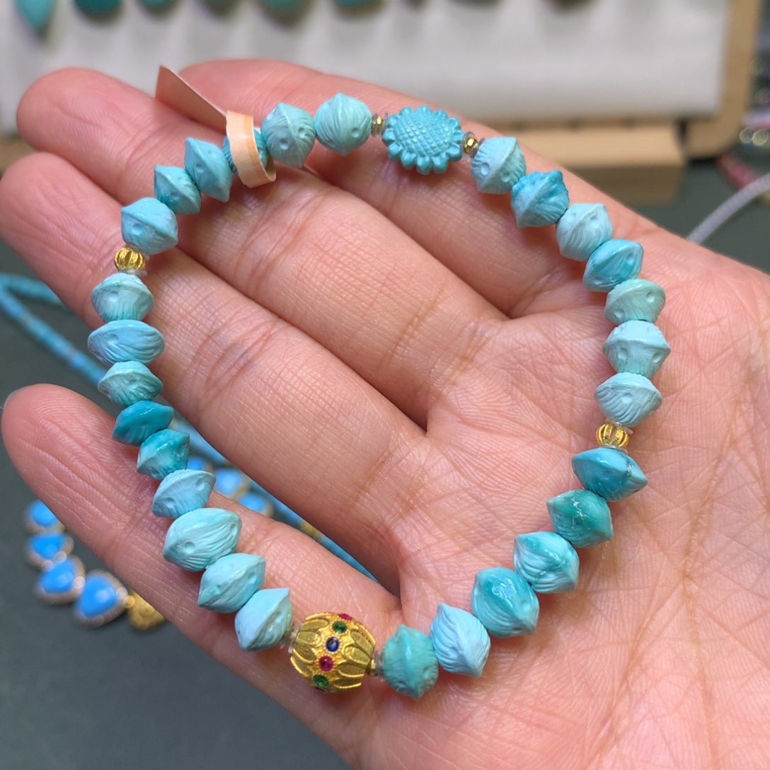 绿松石手串18K金镶嵌