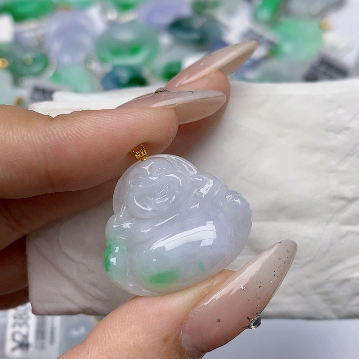 翡翠18K金镶嵌颈饰