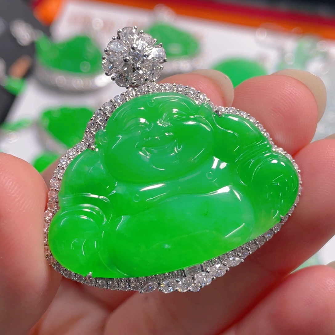 翡翠18K金镶嵌吊坠(不含链)