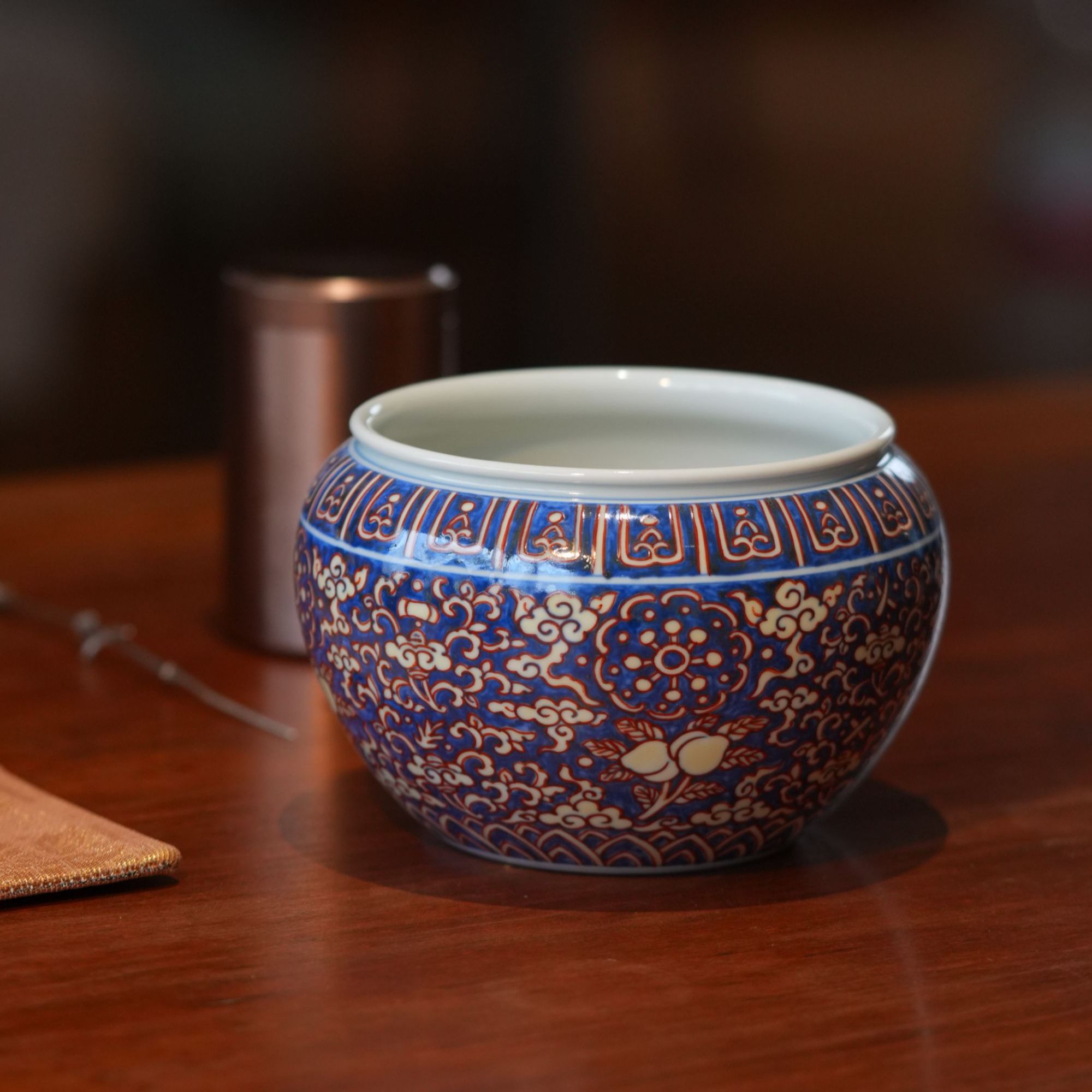 無名蓝底瑞果纹水洗