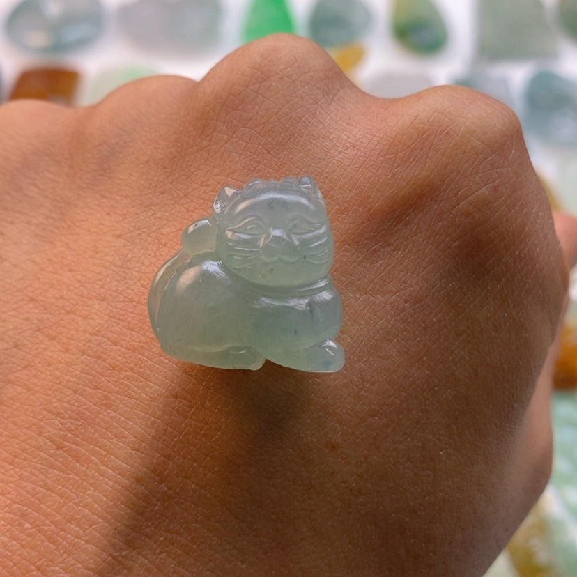 【闪购商品】定制翡翠未镶嵌猫咪
