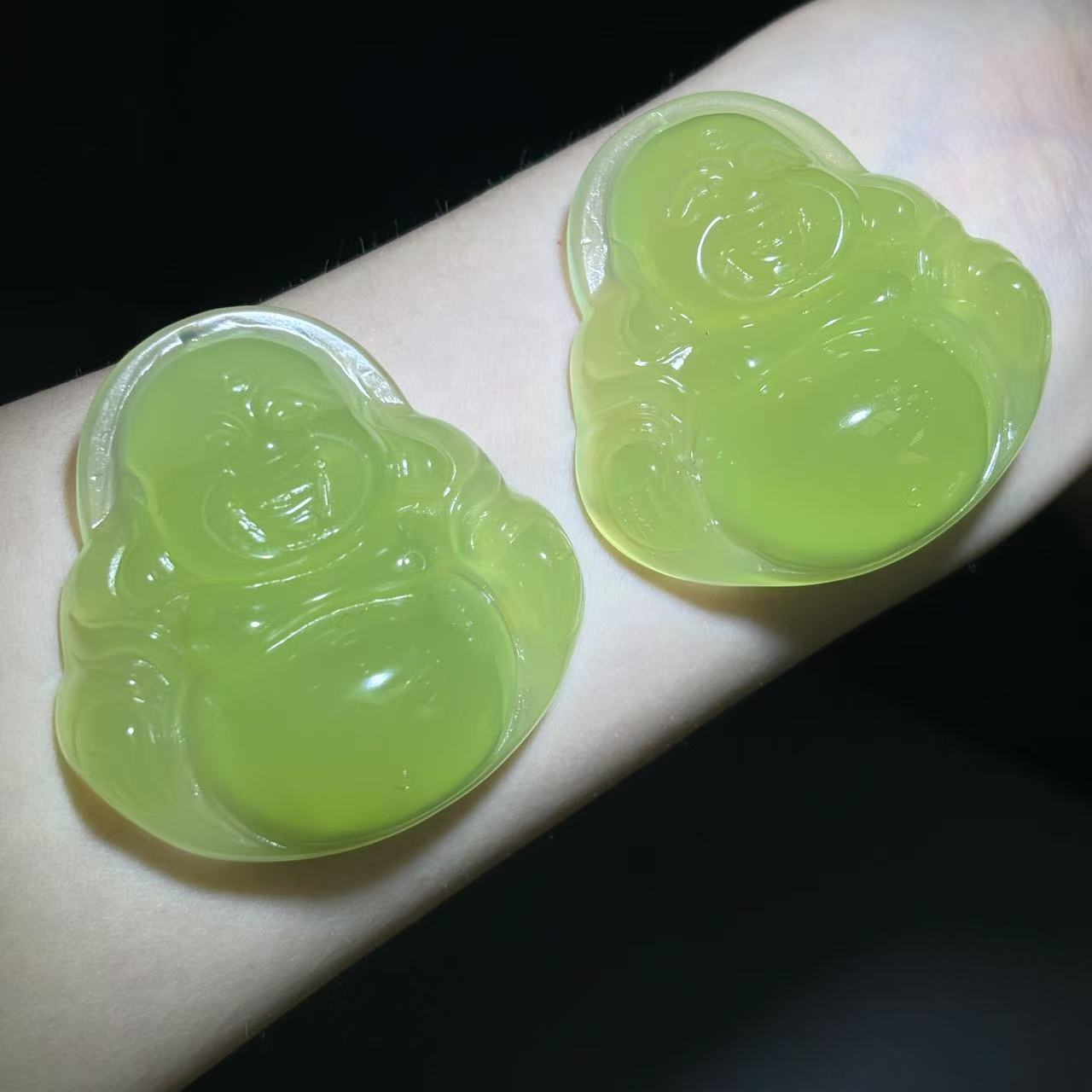 S8005【任会长珠宝】玄冰秦紫玛瑙绿佛公吊坠-配珠链-多样性发一件