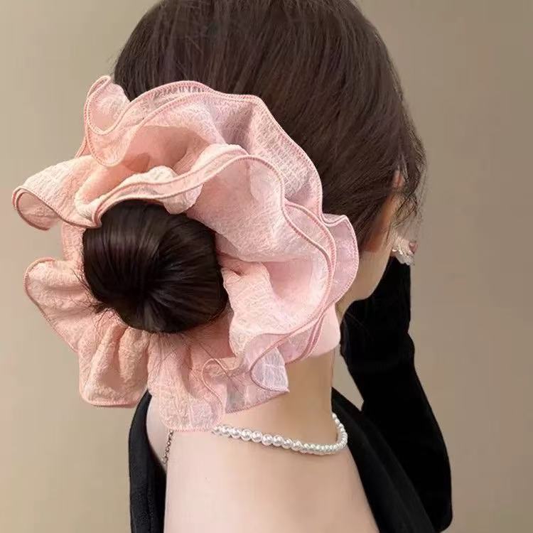 韩系新款轻奢风大号大肠圈丸子头发饰低时尚甜美系小仙女马尾头绳