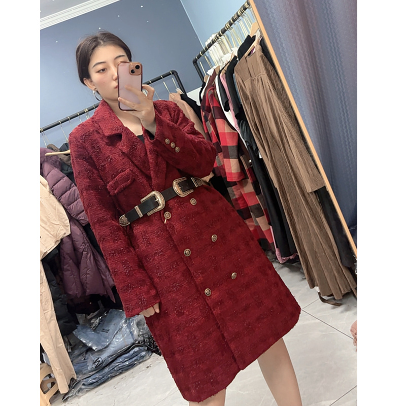 【子焱实拍】220#正版本命年大红色羊毛正肩小香风羽绒服外套3斤重 