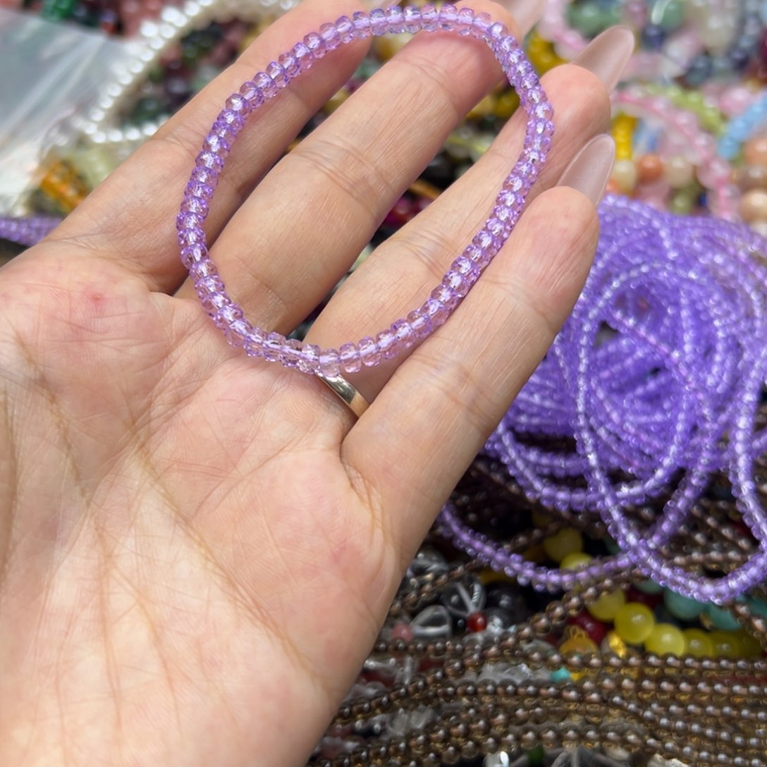 烟晶手链未镶嵌小紫切