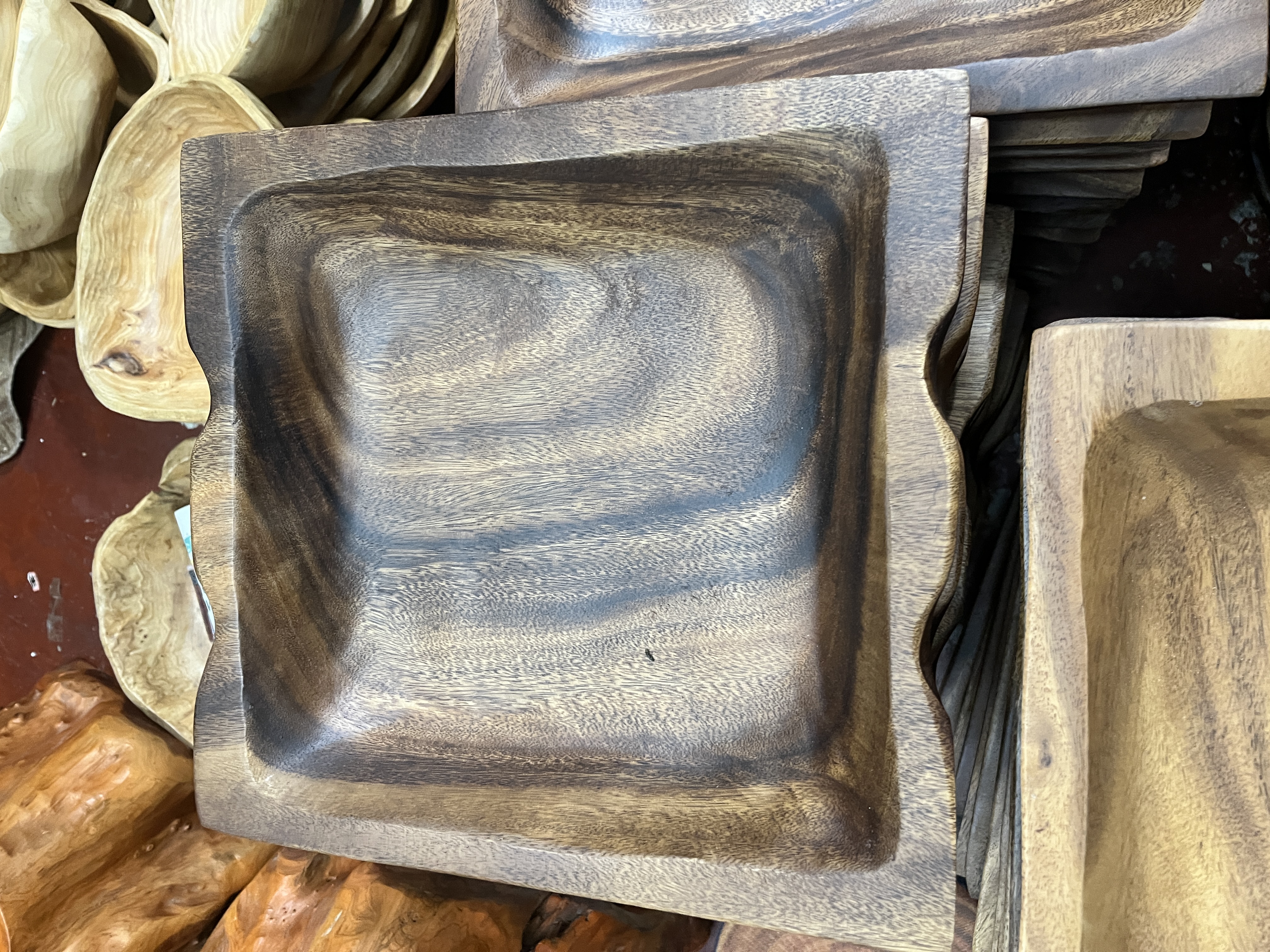 胡桃木手工肉盆，果盆整木无拼接，无色漆，牢固不易开裂复古家用