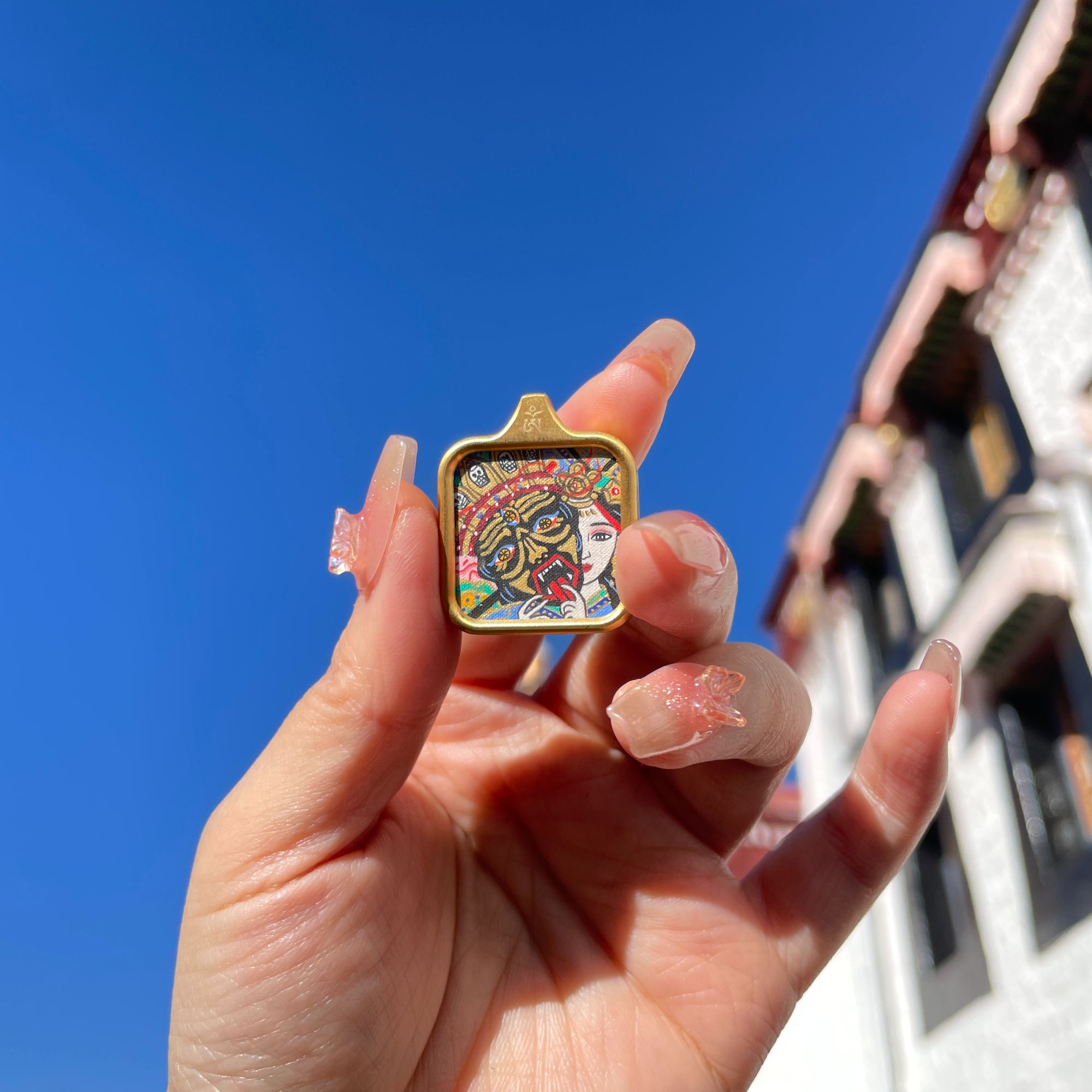 前世今生纯手绘唐卡2*2cm【拉萨直飞】