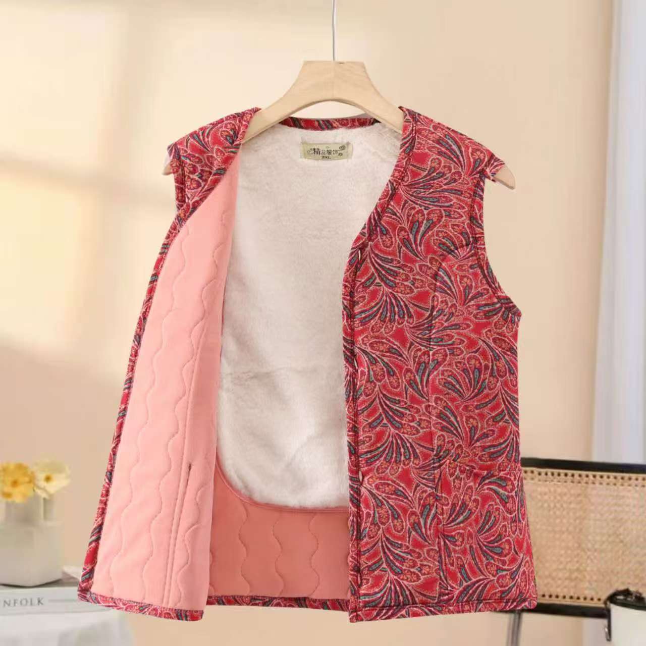 (冬季)新款妈妈加厚保暖后背加绒贴身抗寒中老年马甲