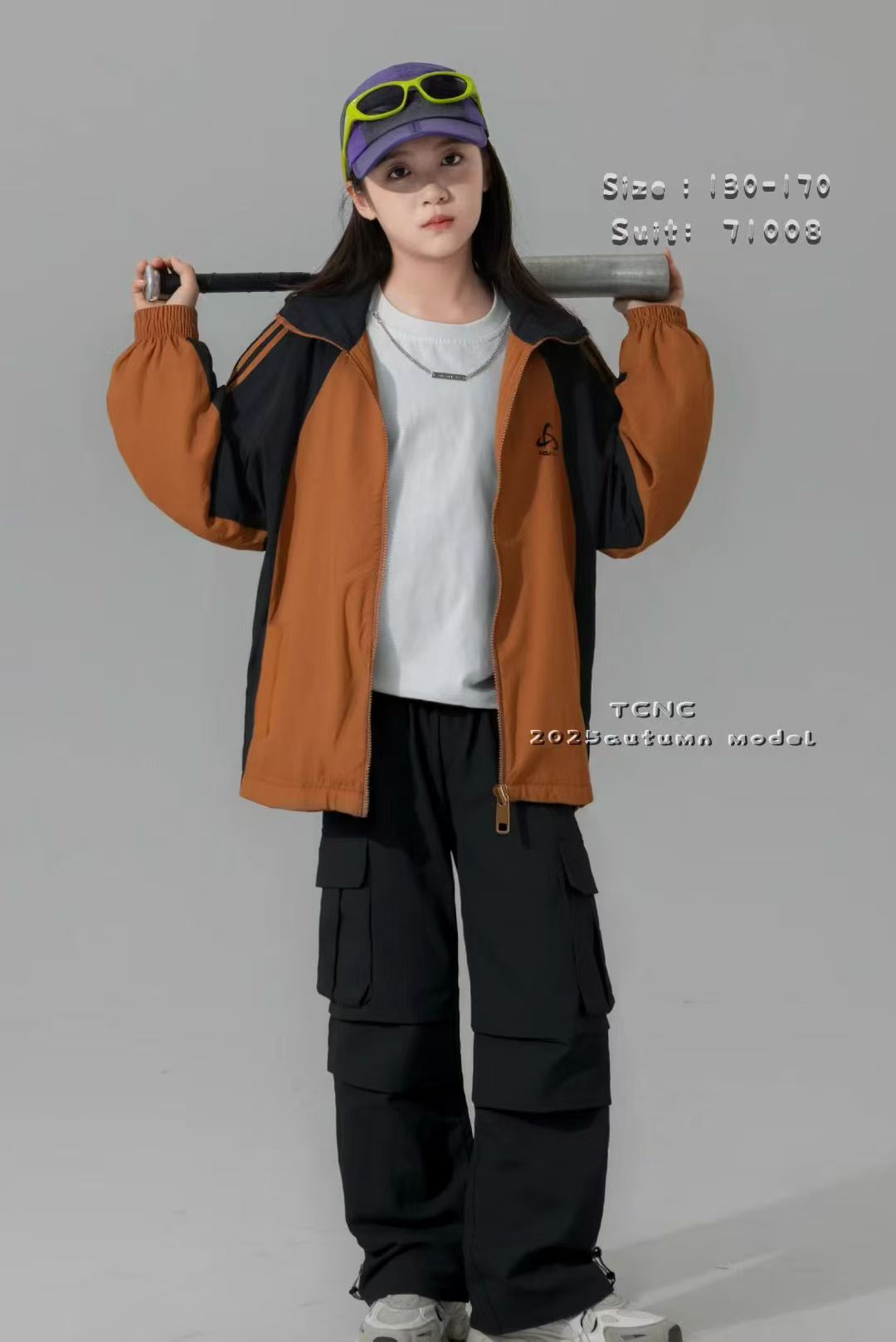 时尚翻领学院风童装秋休闲风衣防风女休闲风