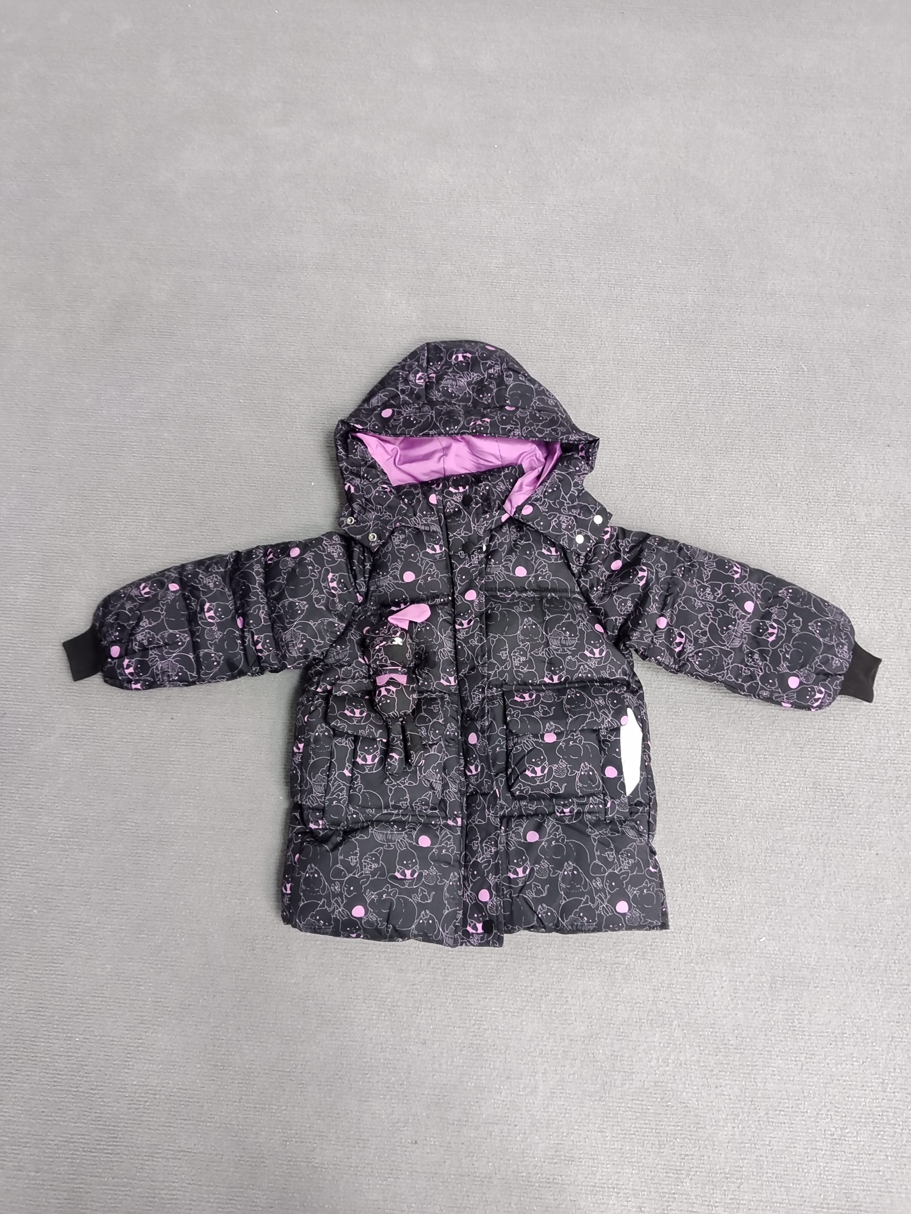 紫色休闲风棉袄儿童休闲童装女童卡通动漫圆领棉衣棉服