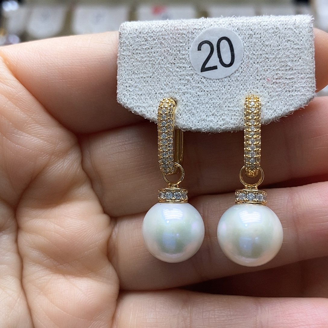 淡水珍珠耳饰银S925镶嵌