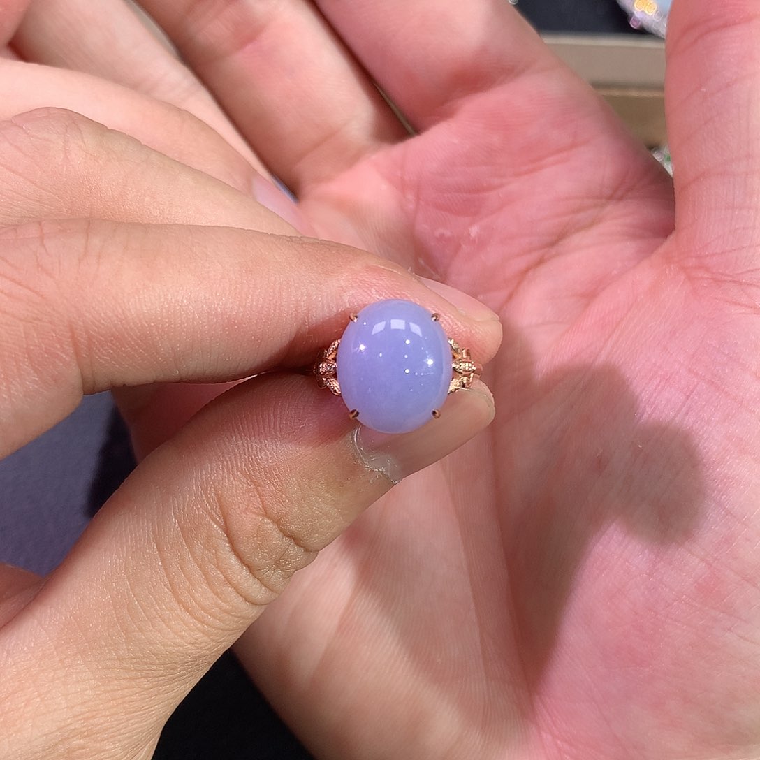 翡翠戒指18K金镶嵌昕**木