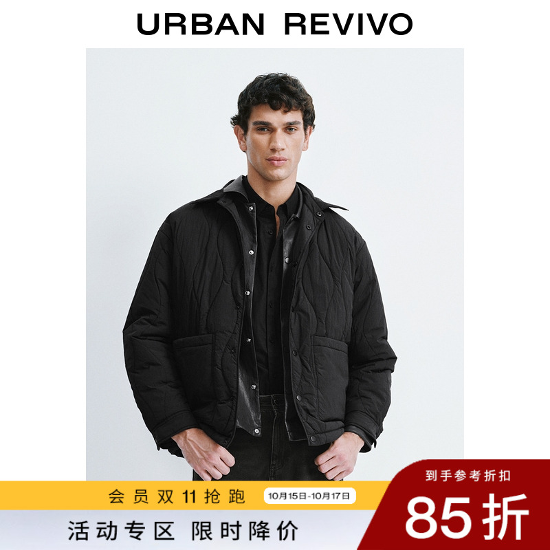 UR2025冬季新款男装休闲百搭纯色绗缝对称口袋棉服UMM150011