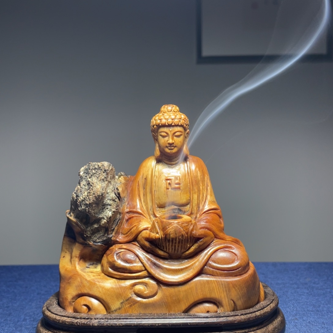 木欢***湖崖柏工艺品香炉