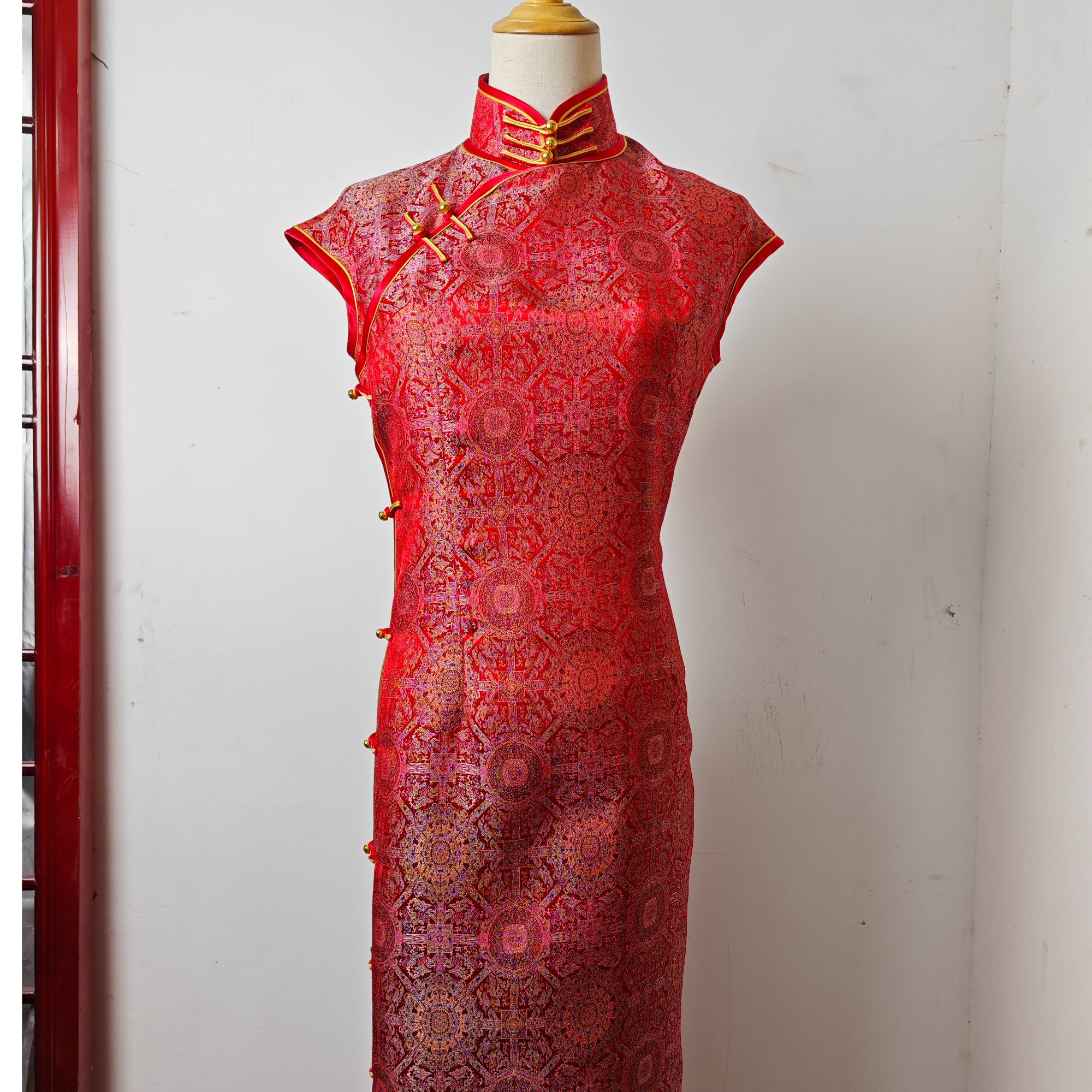 宋锦八达晕 手工古法京派旗袍130CM