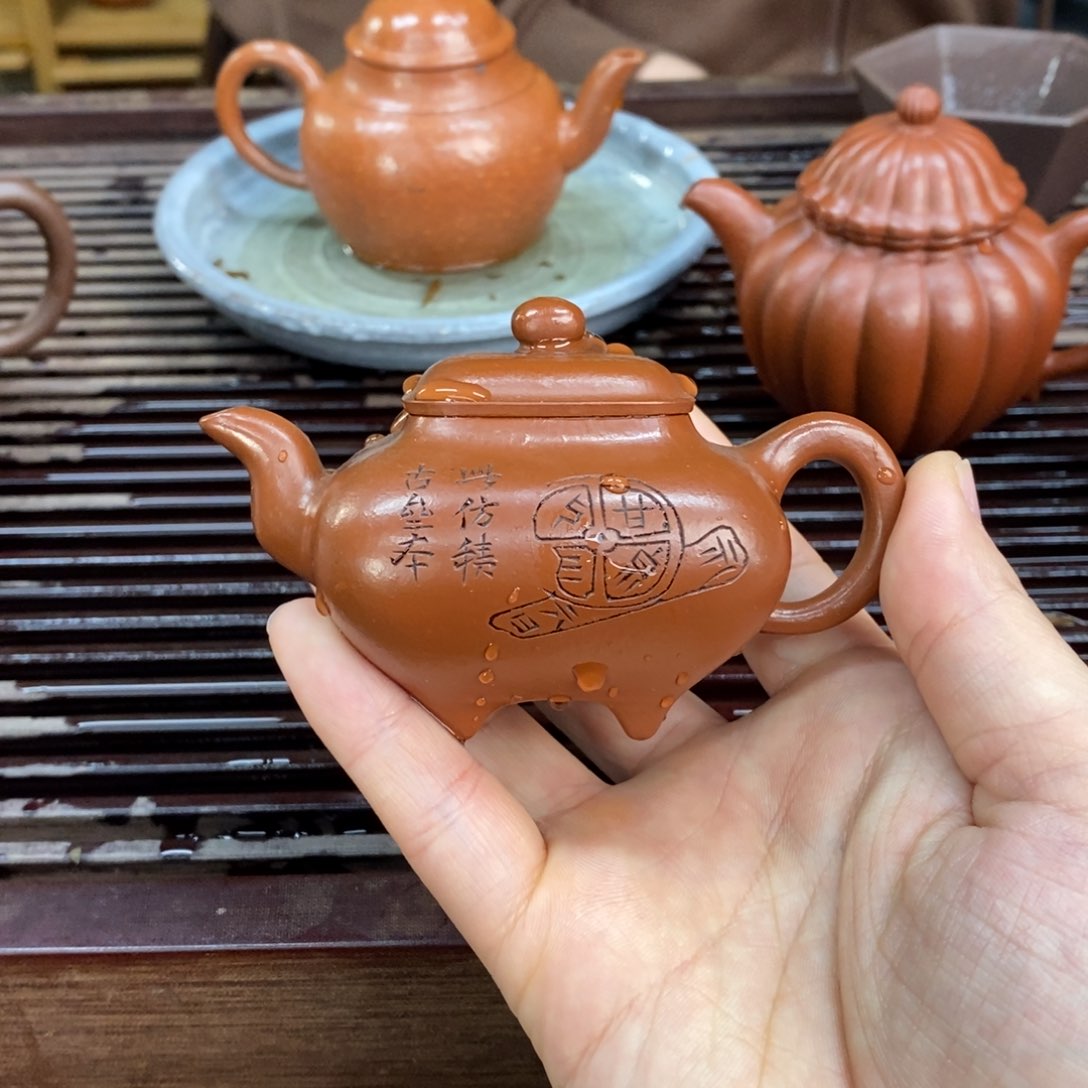 紫砂茶壶@****6手工小传炉85毫升朱泥