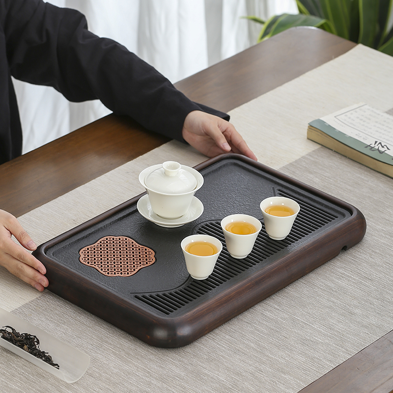 干泡台托盘茶盘家用轻奢小型沥茶台功夫茶具竹茶海小号大号密胺