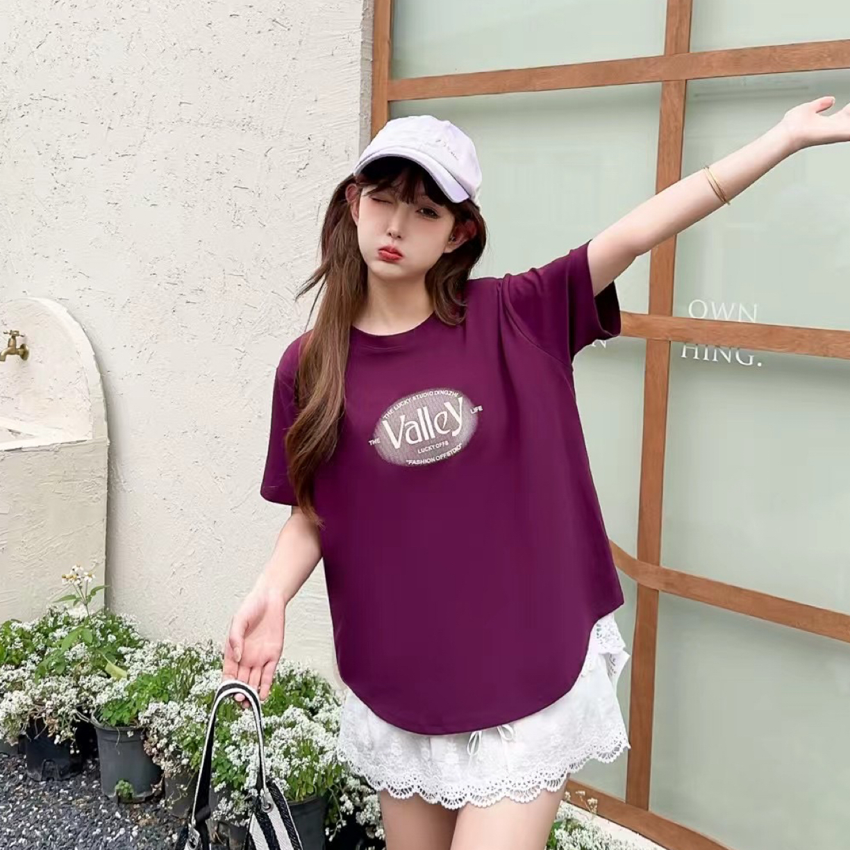 9909#弯角特大板夏季圆领女士欧货时尚显瘦简单百搭女款高品上衣