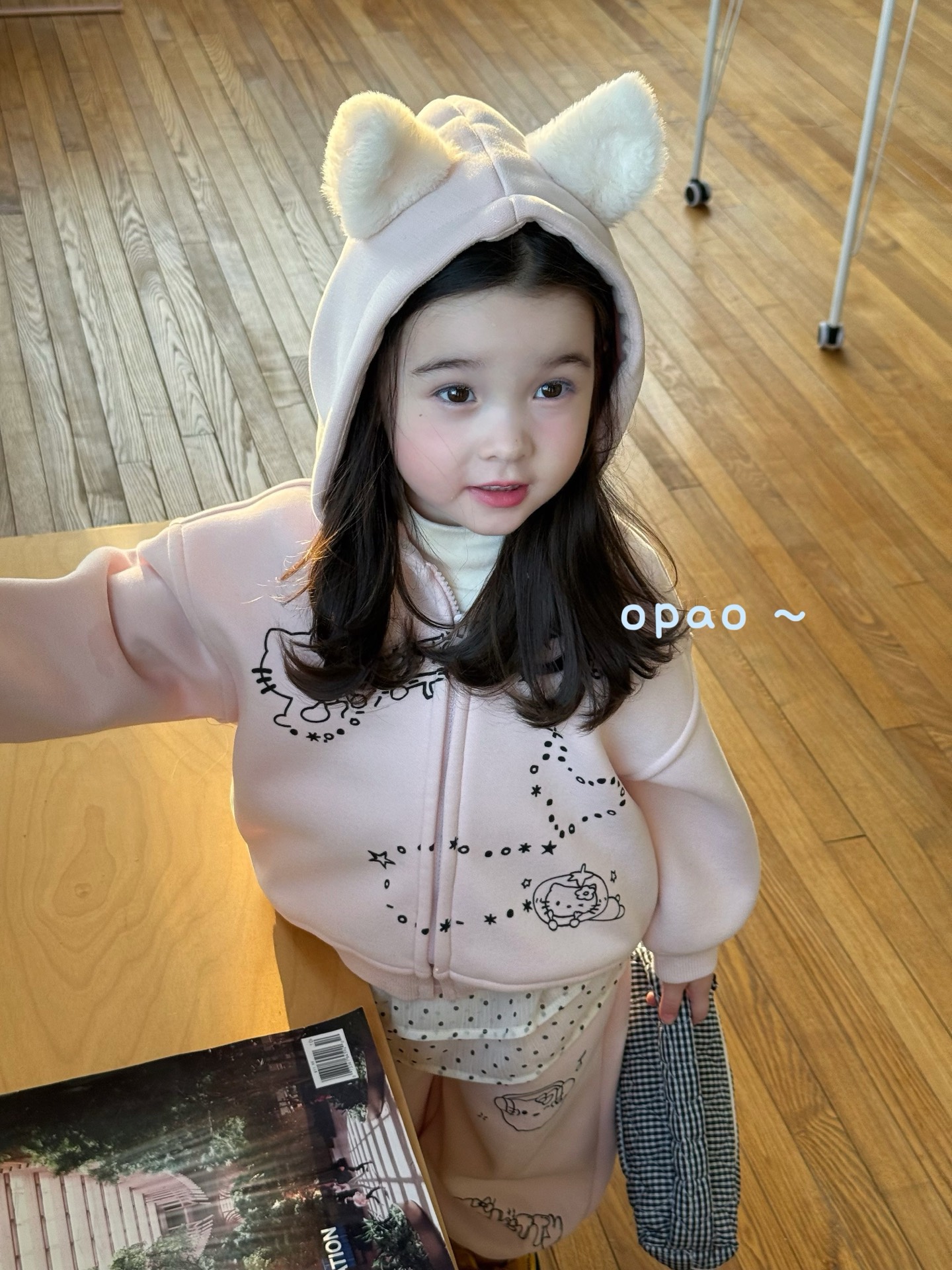 opao·25深秋~猫耳朵粉色KT加厚套装