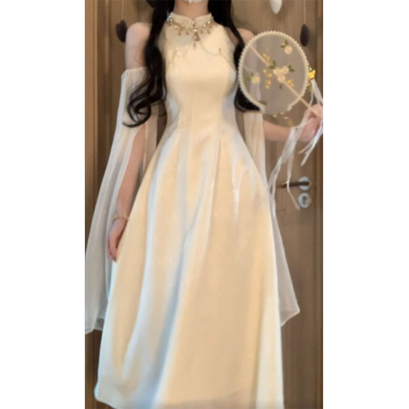 涤纶70%国风新中式改良旗袍连衣裙高端精致超仙气质长裙子夏季202