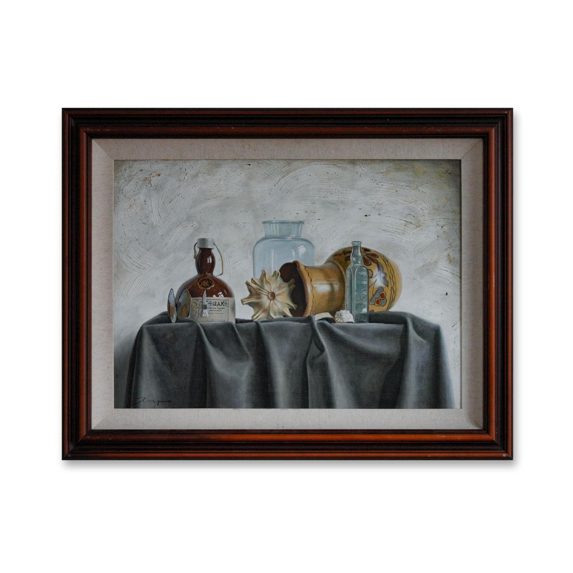 A25.03俄罗斯原创手绘布面油画霍和林《静物画》50*70cm 2015年客厅