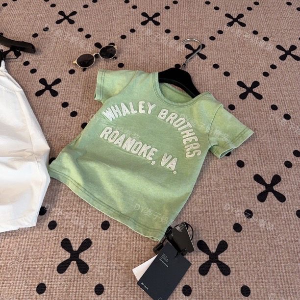 现货MZ.儿童夏季新款定制款贴布印花做旧日系短袖124