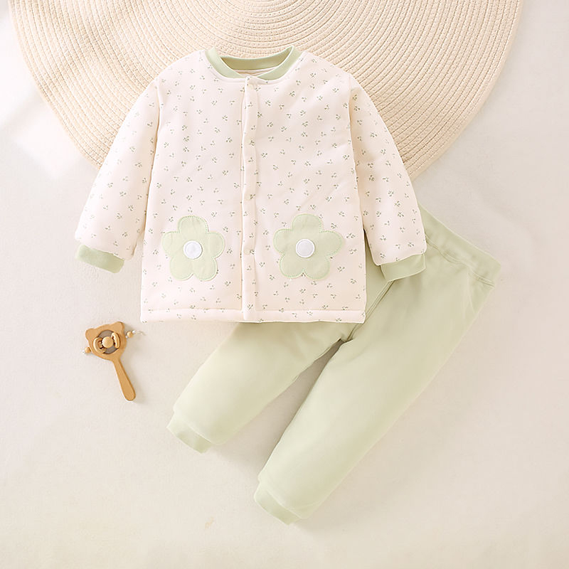 儿童棉花衣套装冬季棉袄棉衣对开夹棉小童宝宝套头可机洗长绒棉